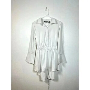 Du Jour Long Sleeve Hi-Low Hem Woven Blouse w/Slit Cuffs QVC Womens S Small NWOT